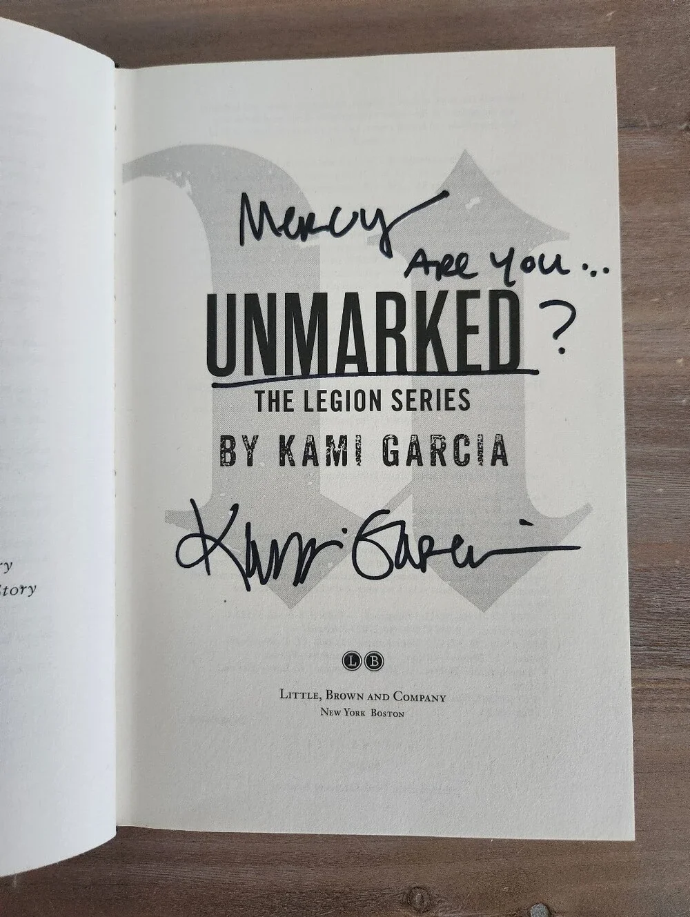SIGNED Unmarked Kami Garcia The Legion Book 2 Hardcover Bookmark Teen Paranormal